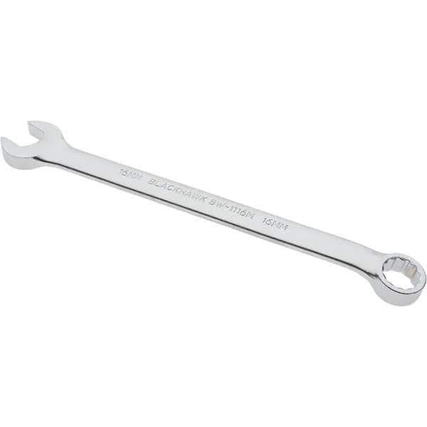 Blackhawk by Proto - 16mm 12 Point Offset Combination Wrench - 15° Offset Angle, 8" OAL, Steel, Satin Finish - Apex Tool & Supply