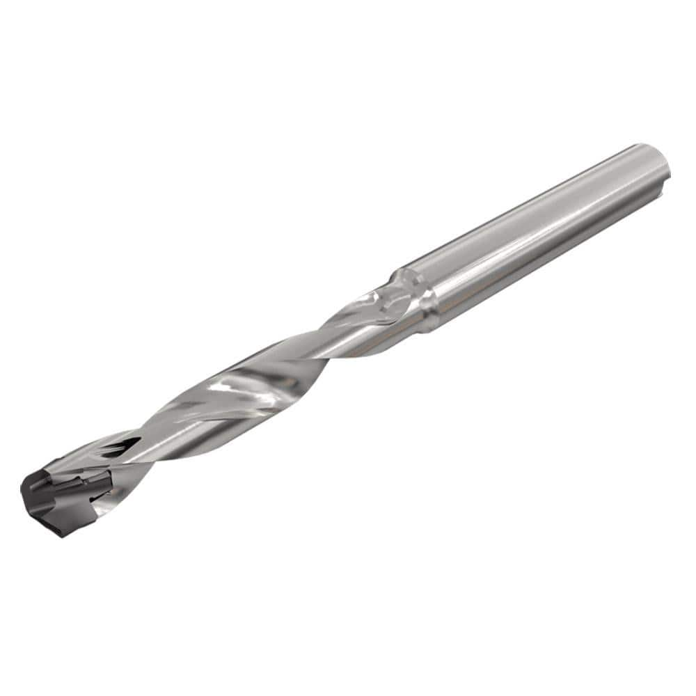 Replaceable Tip Drill: 4.5 to 4.9 mm Drill Dia, 23.16 mm Max Depth, 6 mm Straight-Cylindrical Shank Uses ICP Inserts, 68.65 mm OAL, Through Coolant