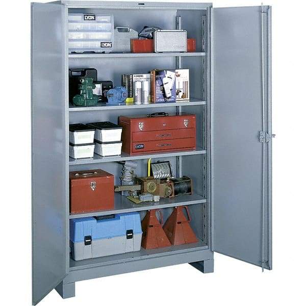 Lyon - 4 Shelf Locking Storage Cabinet - Steel, 48" Wide x 24" Deep x 82" High, Gray - Apex Tool & Supply