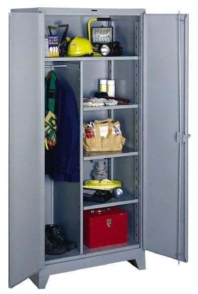 Lyon - 4 Shelf Combination Storage Cabinet - Steel, 48" Wide x 24" Deep x 82" High, Gray - Apex Tool & Supply