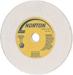Norton - 100 Grit Aluminum Oxide Type 1 Internal Grinding Wheel - 4" Diam x 1/2" Hole x 1/4" Thick, 8,120 Max RPM, Type 1 Fine Grade, I Hardness, Vitrified Bond, No Recess - Apex Tool & Supply