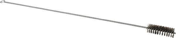 Schaefer Brush - 3" Long x 1" Diam Stainless Steel Long Handle Wire Tube Brush - Single Spiral, 27" OAL, 0.007" Wire Diam, 3/8" Shank Diam - Apex Tool & Supply