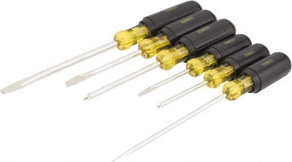 Stanley - 6 Piece Cabinet, Phillips & Slotted Screwdriver Set - Bit Sizes: Philips #1 & #2, Tip Thickness: 3/16, 1/4 & 5/16 - Apex Tool & Supply