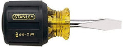 Stanley - 1/4" Blade Width, 3-7/16" OAL Standard Slotted Screwdriver - 1-1/2" Blade Length, Round Shank, Acetate with Rubber Grip Handle - Apex Tool & Supply
