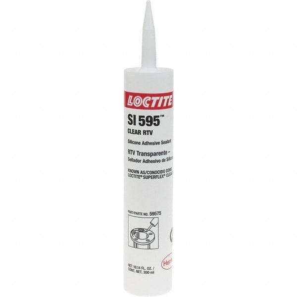 Loctite - 300 mL Cartridge Clear RTV Silicone Joint Sealant - -65 to 450°F Operating Temp, 30 min Tack Free Dry Time, 24 hr Full Cure Time - Apex Tool & Supply