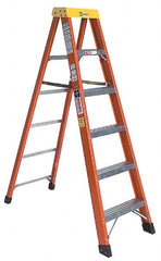 Made in USA - 5 Steps, 10 Ft. High, Type IA Rating, Fiberglass Step Ladder - Apex Tool & Supply