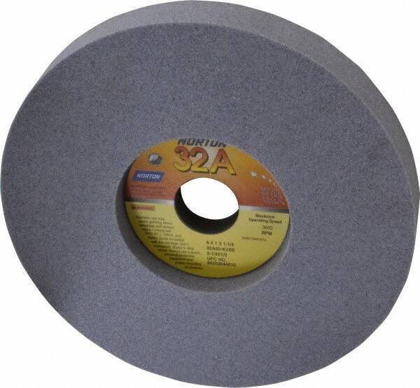 Norton - 8" Diam x 1-1/4" Hole x 1" Thick, K Hardness, 60 Grit Surface Grinding Wheel - Aluminum Oxide, Type 5, Medium Grade, 3,600 Max RPM, Vitrified Bond, One-Side Recess - Apex Tool & Supply