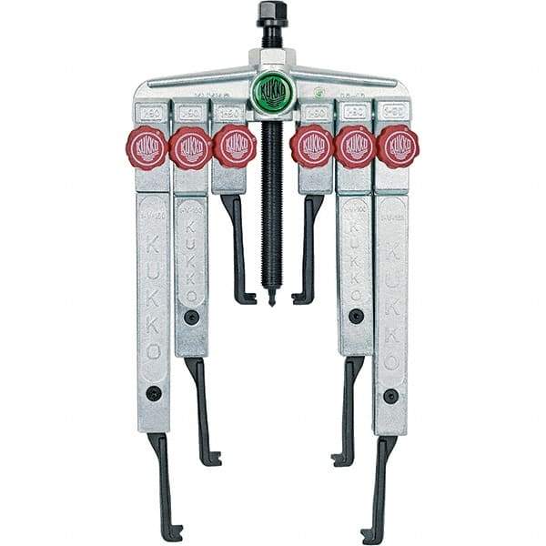 KUKKO - 8 Piece, 1-1/2 to 7-7/8" Spread, Multi-Purpose Puller Set - 1 Bolt, 6 Jaws, 11-7/8" Reach - Apex Tool & Supply