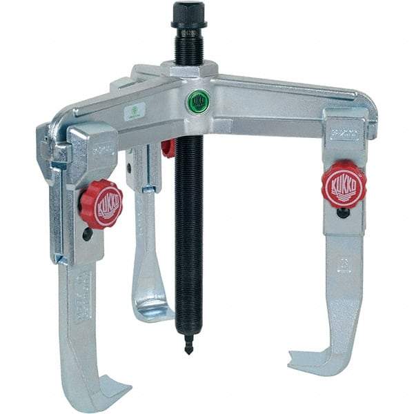 KUKKO - 3 Jaw, 1-1/2" to 9-7/8" Spread, 11 Ton Capacity, Reversible Puller - 7-7/8" Reach, For Bearings, Gears, Discs, Bushings, Seals - Apex Tool & Supply