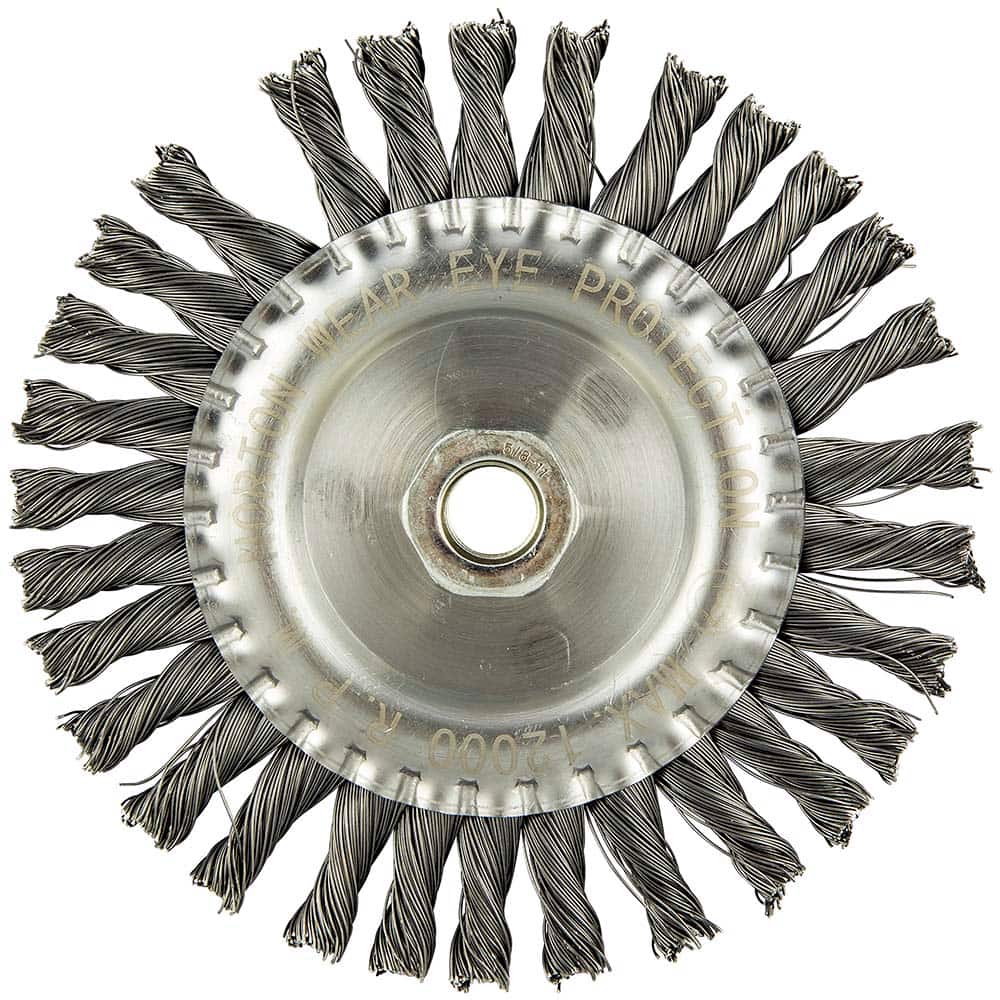 Norton - 6" OD, 5/8-11 Arbor Hole, Knotted Carbon Wheel Brush - Apex Tool & Supply