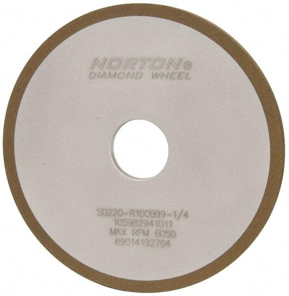 Norton - 6" Diam x 1-1/4" Hole x 1/4" Thick, 220 Grit Surface Grinding Wheel - Diamond, Type 1A1, Very Fine Grade, Resinoid Bond - Apex Tool & Supply