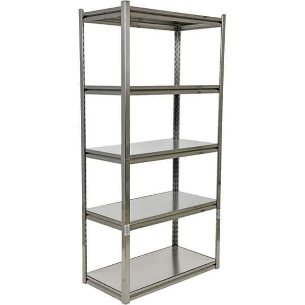 Vestil - 5 Shelf Steel Shelving - 600 Lb Capacity, 18" Wide x 72" High x 36" Deep, Gray - Apex Tool & Supply
