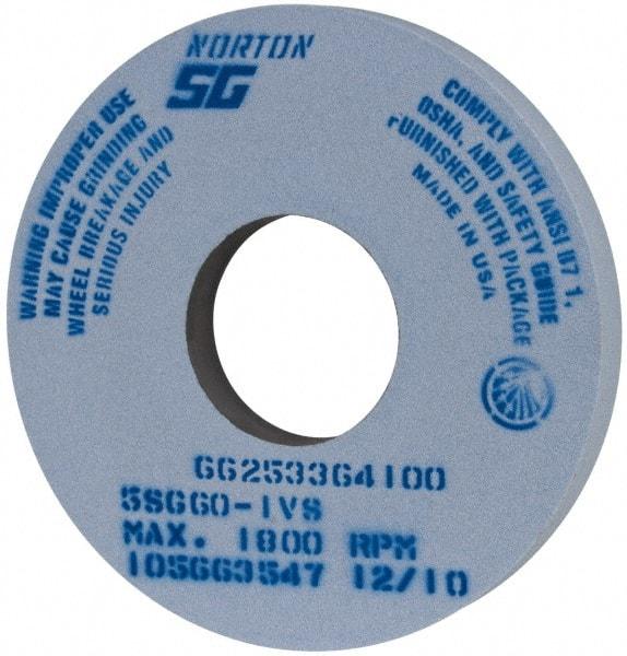Norton - 14" Diam x 5" Hole x 1-1/2" Thick, I Hardness, 60 Grit Surface Grinding Wheel - Ceramic, Type 1, Medium Grade, 1,800 Max RPM, Vitrified Bond, No Recess - Apex Tool & Supply