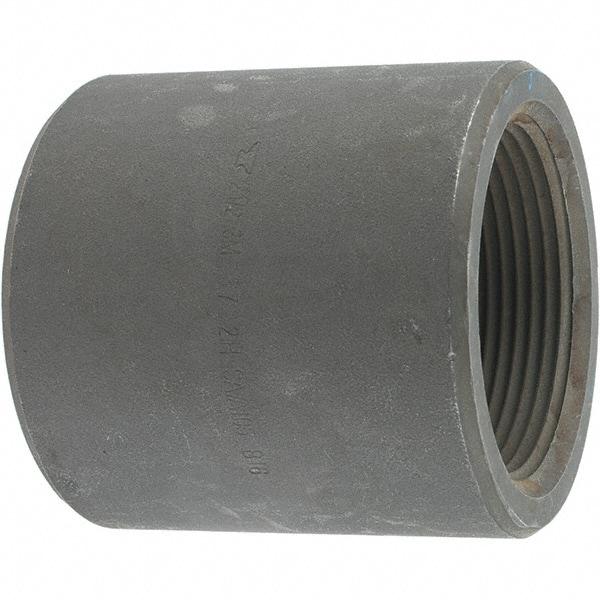Made in USA - Size 2-1/2", Class 3,000, Forged Carbon Steel Black Pipe Coupling - 3,000 psi, Threaded End Connection - Apex Tool & Supply