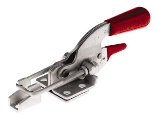 De-Sta-Co - 720 Lb Capacity, Horizontal, U Hook, Flanged Base, Stainless Steel Pull Action Latch Clamp - 1-3/4" Drawing Movement, 6.07" OAL, Threaded U Hook, Straight Handle - Apex Tool & Supply