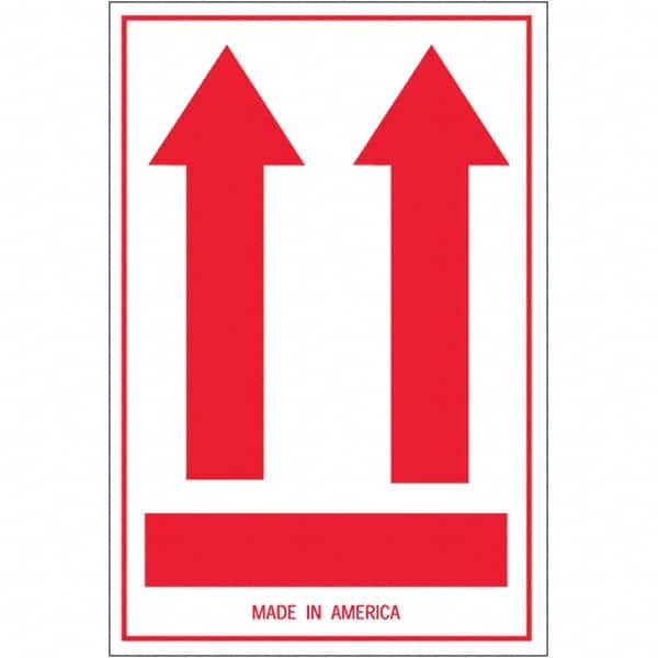 Shipping & DOT Label: ″Two Up Arrows″, Rectangle, 6″ Wide, 4″ High Paper, Semi-Gloss