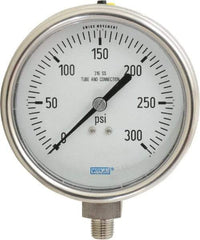 Wika - 4" Dial, 1/4 Thread, 0-300 Scale Range, Pressure Gauge - Lower Connection Mount, Accurate to 1% of Scale - Apex Tool & Supply