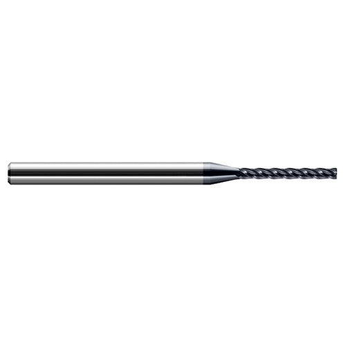 Miniature End Mills - Long Flute - 0.1250″ (1/8″) Cutter Diameter × 0.0100″ Radius × 1.0000″ (1″) Length of Cut Carbide Corner Radius End Mill, 4 Flutes, AlTiN Coated - Exact Industrial Supply