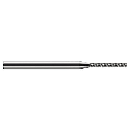 Miniature End Mills - Long Flute - 0.1180″ Cutter Diameter × 0.0100″ Radius × 0.9500″ Length of Cut Carbide Corner Radius End Mill, 4 Flutes - Exact Industrial Supply