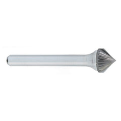 ‎SK-1 -1/4 x LOC × 1/4 Shank × 2 OAL 90 Degree Cone Carbide Medium Right Hand Spiral Burr - Apex Tool & Supply