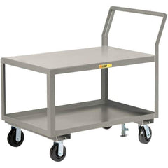 Little Giant - 3,600 Lb Capacity, 30" Wide x 48" Long x 42" High Utility Cart - 2 Shelf, Steel, 2 Rigid/2 Swivel Casters - Apex Tool & Supply
