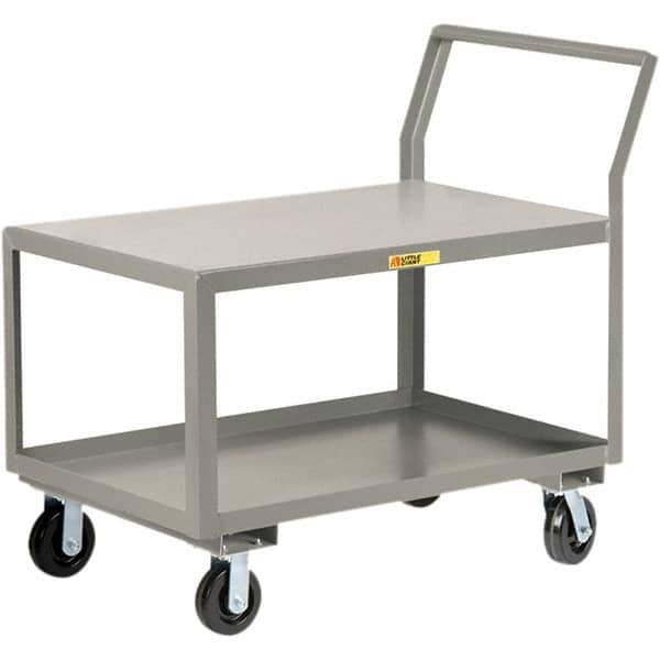 Little Giant - 3,600 Lb Capacity, 24" Wide x 48" Long x 42" High Utility Cart - 2 Shelf, Steel, 2 Rigid/2 Swivel Casters - Apex Tool & Supply