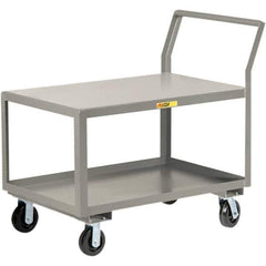 Little Giant - 3,600 Lb Capacity, 30" Wide x 60" Long x 42" High Utility Cart - 2 Shelf, Steel, 2 Rigid/2 Swivel Casters - Apex Tool & Supply