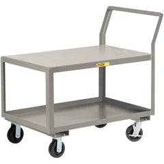 Little Giant - 3,600 Lb Capacity, 30" Wide x 48" Long x 42" High Utility Cart - 2 Shelf, Steel, 2 Rigid/2 Swivel Casters - Apex Tool & Supply