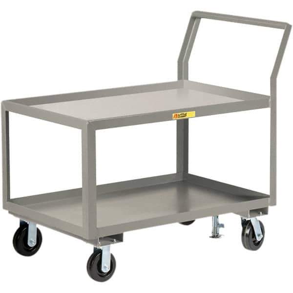 Little Giant - 3,600 Lb Capacity, 30" Wide x 48" Long x 42" High Utility Cart - 2 Shelf, Steel, 2 Rigid/2 Swivel Casters - Apex Tool & Supply