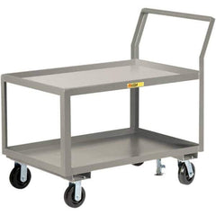 Little Giant - 3,600 Lb Capacity, 30" Wide x 48" Long x 42" High Utility Cart - 2 Shelf, Steel, 2 Rigid/2 Swivel Casters - Apex Tool & Supply