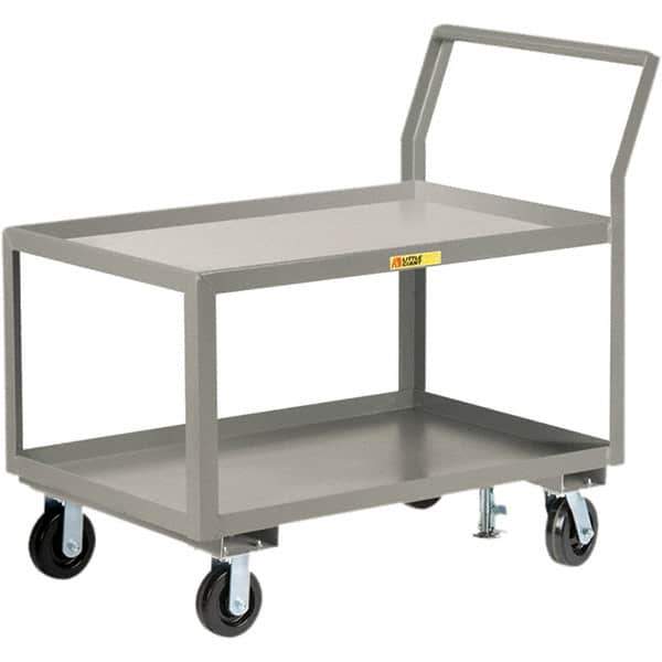 Little Giant - 3,600 Lb Capacity, 24" Wide x 48" Long x 42" High Utility Cart - 2 Shelf, Steel, 2 Rigid/2 Swivel Casters - Apex Tool & Supply