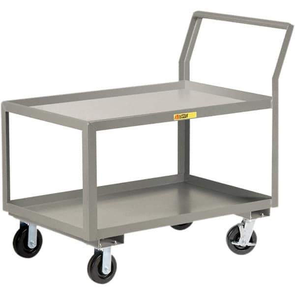 Little Giant - 3,600 Lb Capacity, 30" Wide x 48" Long x 42" High Utility Cart - 2 Shelf, Steel, 2 Rigid/2 Swivel Casters - Apex Tool & Supply