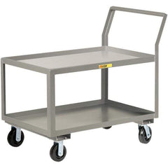 Little Giant - 3,600 Lb Capacity, 30" Wide x 48" Long x 42" High Utility Cart - 2 Shelf, Steel, 2 Rigid/2 Swivel Casters - Apex Tool & Supply