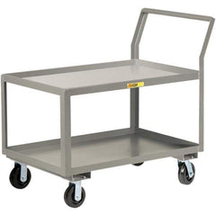 Little Giant - 3,600 Lb Capacity, 30" Wide x 48" Long x 42" High Utility Cart - 2 Shelf, Steel, 2 Rigid/2 Swivel Casters - Apex Tool & Supply