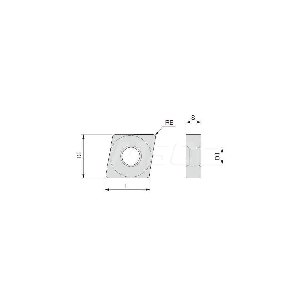 Turning Insert:  CNMG432CF T5115,  Solid Carbide TiCN, Al2O3 & TiN Finish,  Neutral,  1/2″ Inscribed Circle,  0.0310″ Corner Radius,  80.0 &deg N/A Diamond,  Series  CNMG