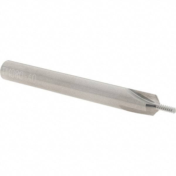 Scientific Cutting Tools - #4-40 Thread, 1/4" Shank Diam, Bright Coating, Solid Carbide Straight Flute Thread Mill - 3 Flutes, 2-1/2" OAL, #4 Min Noml Diameter - Apex Tool & Supply