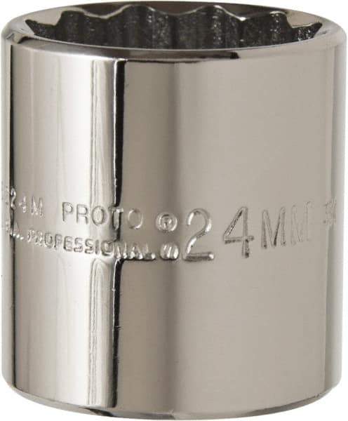 Proto - 3/8" Drive, Standard Hand Socket - 12 Points, 2-3/4" OAL, Chrome Finish - Apex Tool & Supply