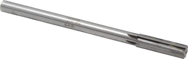 Made in USA - 0.637" Carbide-Tipped 6 Flute Chucking Reamer - Straight Flute, 9/16" Straight Shank, 2-1/4" Flute Length, 9" OAL - Apex Tool & Supply