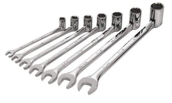SK - 7 Piece, 3/8 to 3/4", Combination Wrench Set - Inch System of Measurement, Chrome Finish, Comes in Tray - Apex Tool & Supply