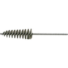 Brush Research Mfg. - 1-5/8" Diam Helical Stainless Steel Tube Brush - Single Spiral, 0.006" Filament Diam, 4-1/2" Brush Length, 10" OAL, 0.292" Diam Galvanized Steel Shank - Apex Tool & Supply
