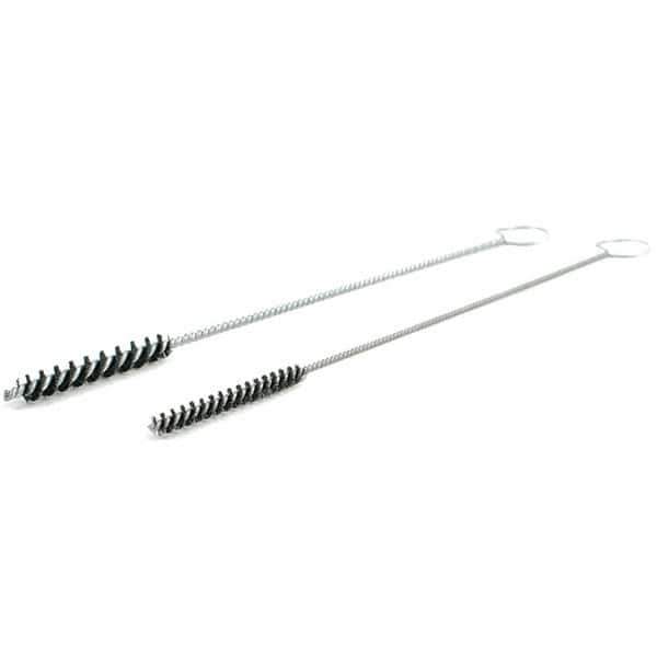 Brush Research Mfg. - 5/16" Diam Helical Nylon Tube Brush - Single Spiral, 0.008" Filament Diam, 2" Brush Length, 10" OAL, Galvanized Steel Shank - Apex Tool & Supply