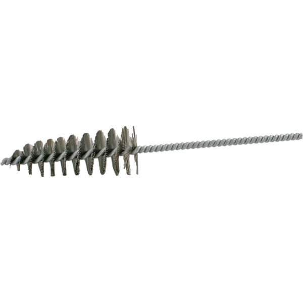 Brush Research Mfg. - 1-3/4" Diam Helical Steel Tube Brush - Single Spiral, 0.012" Filament Diam, 4-1/4" Brush Length, 10" OAL, 0.292" Diam Galvanized Steel Shank - Apex Tool & Supply