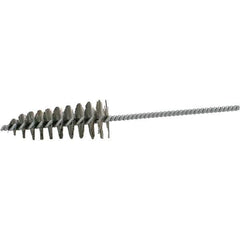 Brush Research Mfg. - 1-3/4" Diam Helical Steel Tube Brush - Single Spiral, 0.012" Filament Diam, 4-1/4" Brush Length, 10" OAL, 0.292" Diam Galvanized Steel Shank - Apex Tool & Supply