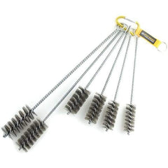 Brush Research Mfg. - 1-3/4" Diam Helical Stainless Steel Tube Brush - Single Spiral, 0.012" Filament Diam, 0.012" Brush Length, 18" OAL, 0.292" Diam Galvanized Steel Shank - Apex Tool & Supply