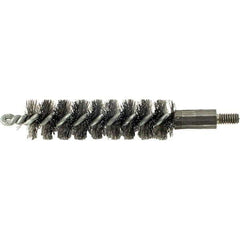 Brush Research Mfg. - 3/8" Diam Helical Steel Tube Brush - Single Spiral, 0.006" Filament Diam, 2" Brush Length, 2-9/16" OAL, 0.14" Diam Galvanized Steel Shank - Apex Tool & Supply