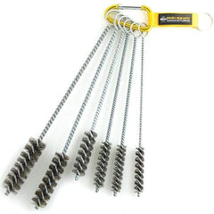 Brush Research Mfg. - 1" Diam Helical Stainless Steel Tube Brush - Single Spiral, 0.01" Filament Diam, 0.01" Brush Length, 12" OAL, 0.245" Diam Galvanized Steel Shank - Apex Tool & Supply