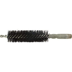 Brush Research Mfg. - 9/16" Diam Helical Nylon Tube Brush - Single Spiral, 0.01" Filament Diam, 2" Brush Length, 2-9/16" OAL, 0.14" Diam Galvanized Steel Shank - Apex Tool & Supply