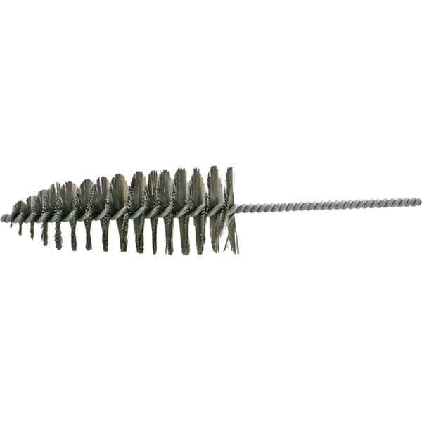 Brush Research Mfg. - 2-1/2" Diam Helical Steel Tube Brush - Single Spiral, 0.012" Filament Diam, 6-1/2" Brush Length, 12" OAL, 0.292" Diam Galvanized Steel Shank - Apex Tool & Supply