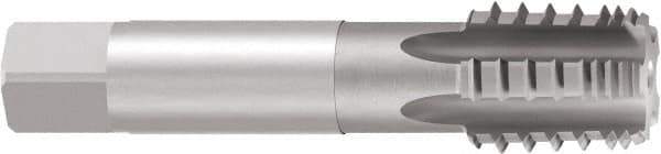 Emuge - 3/4-14 NPTF, 5 Flutes, Bright Finish, Cobalt, Interrupted Thread Pipe Tap - 5.512 Inch Overall Length, 29/32 Inch Shank Diameter, 1.38 Inch Thread Length, 0.67 Inch Square Size, Modified Bottoming Chamfer, Series KEG - Apex Tool & Supply
