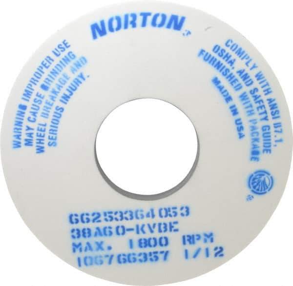 Norton - 14" Diam x 5" Hole x 1" Thick, K Hardness, 60 Grit Surface Grinding Wheel - Aluminum Oxide, Type 1, Medium Grade, 1,800 Max RPM, Vitrified Bond, No Recess - Apex Tool & Supply
